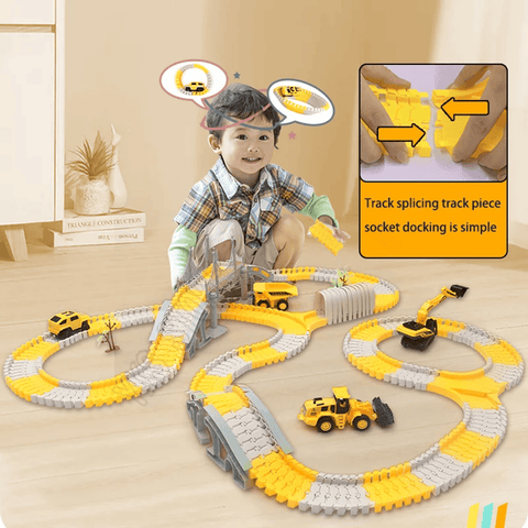 DIY Engineering 180 Pcs Construction Set with Vehicles and Track