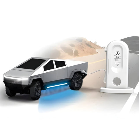 RC Tesla Cyber Truck with EV Station Music Lights and Smoke Effect